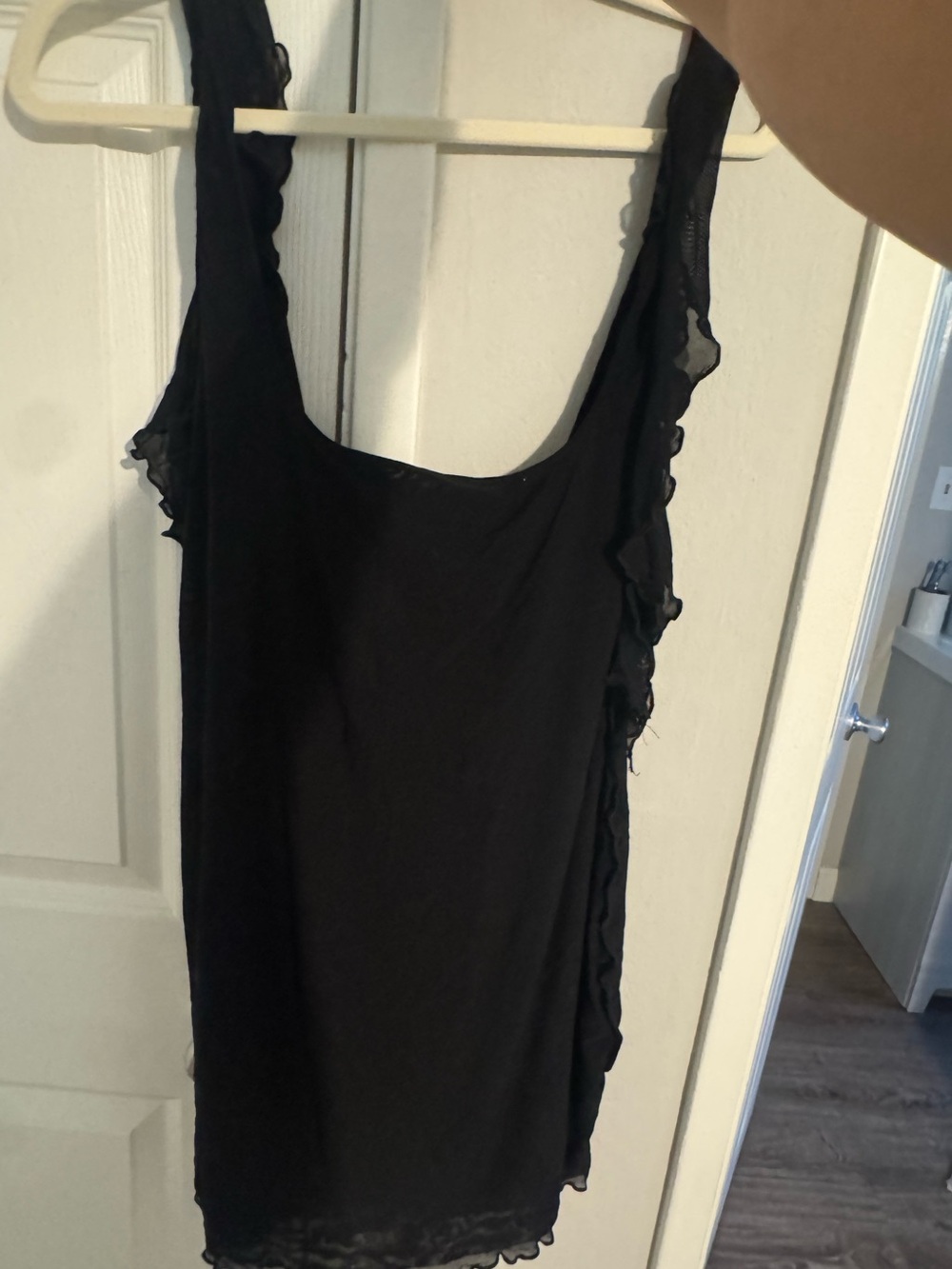 White fox Black mini dress
